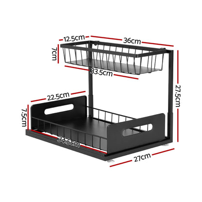 Alona.com.au Furniture > Bathroom > Bathroom Cabinets, Cupboards & Storage Artiss Under Sink Organizer Storage L Shape 1 Pull Out Drawers Kitchen Cabinet Shelf
