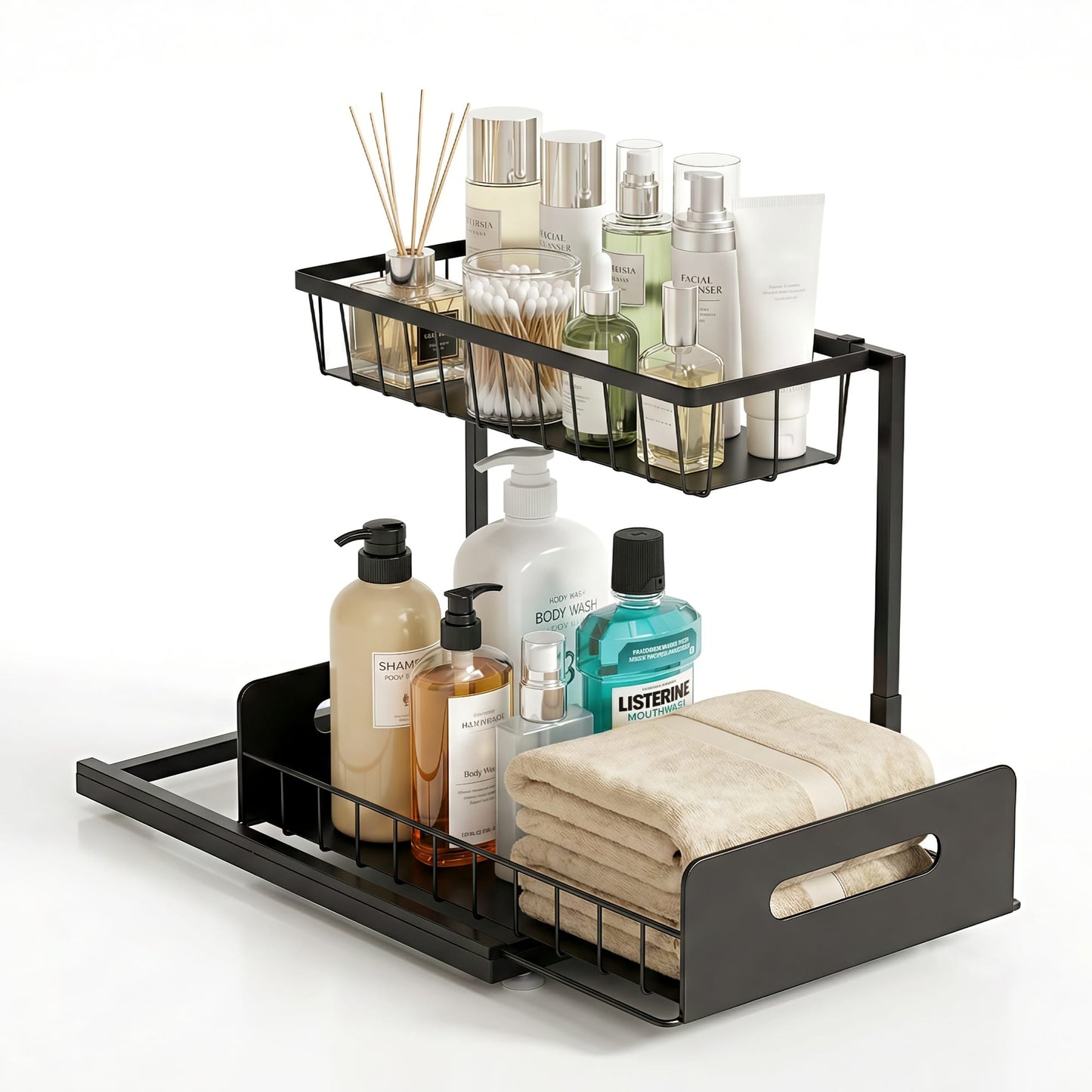 Alona.com.au Furniture > Bathroom > Bathroom Cabinets, Cupboards & Storage Artiss Under Sink Organizer Storage L Shape 1 Pull Out Drawers Kitchen Cabinet Shelf