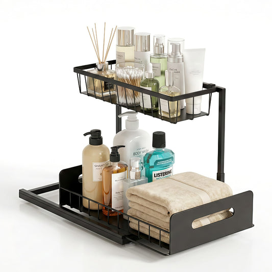 Alona.com.au Furniture > Bathroom > Bathroom Cabinets, Cupboards & Storage Artiss Under Sink Organizer Storage L Shape 1 Pull Out Drawers Kitchen Cabinet Shelf
