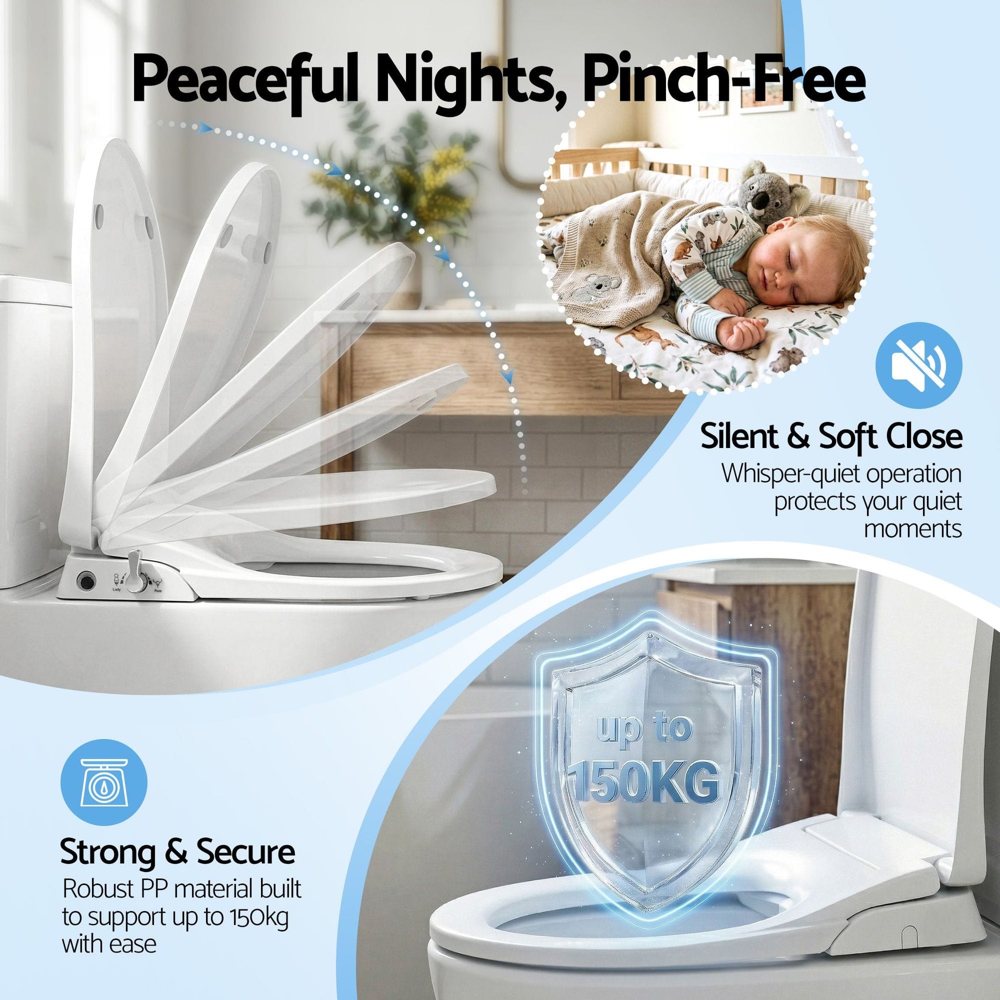 Alona.com.au Furniture > Bathroom > Bidets Cefito Non Electric Bidet Toilet Seat D-Shape Dual Nozzle Soft Close WaterMark DIY