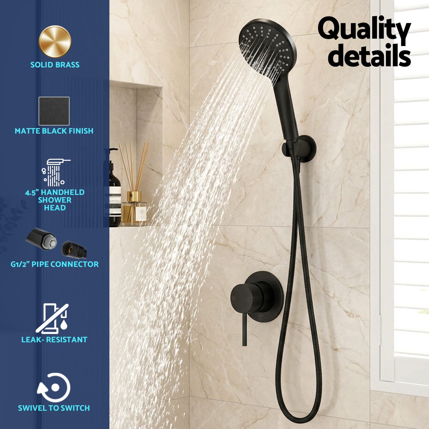 Alona.com.au Furniture > Bathroom > Shower Heads & Screens Cefito 4.5" Handheld Shower Head Round with Wall Bathroom Mixer