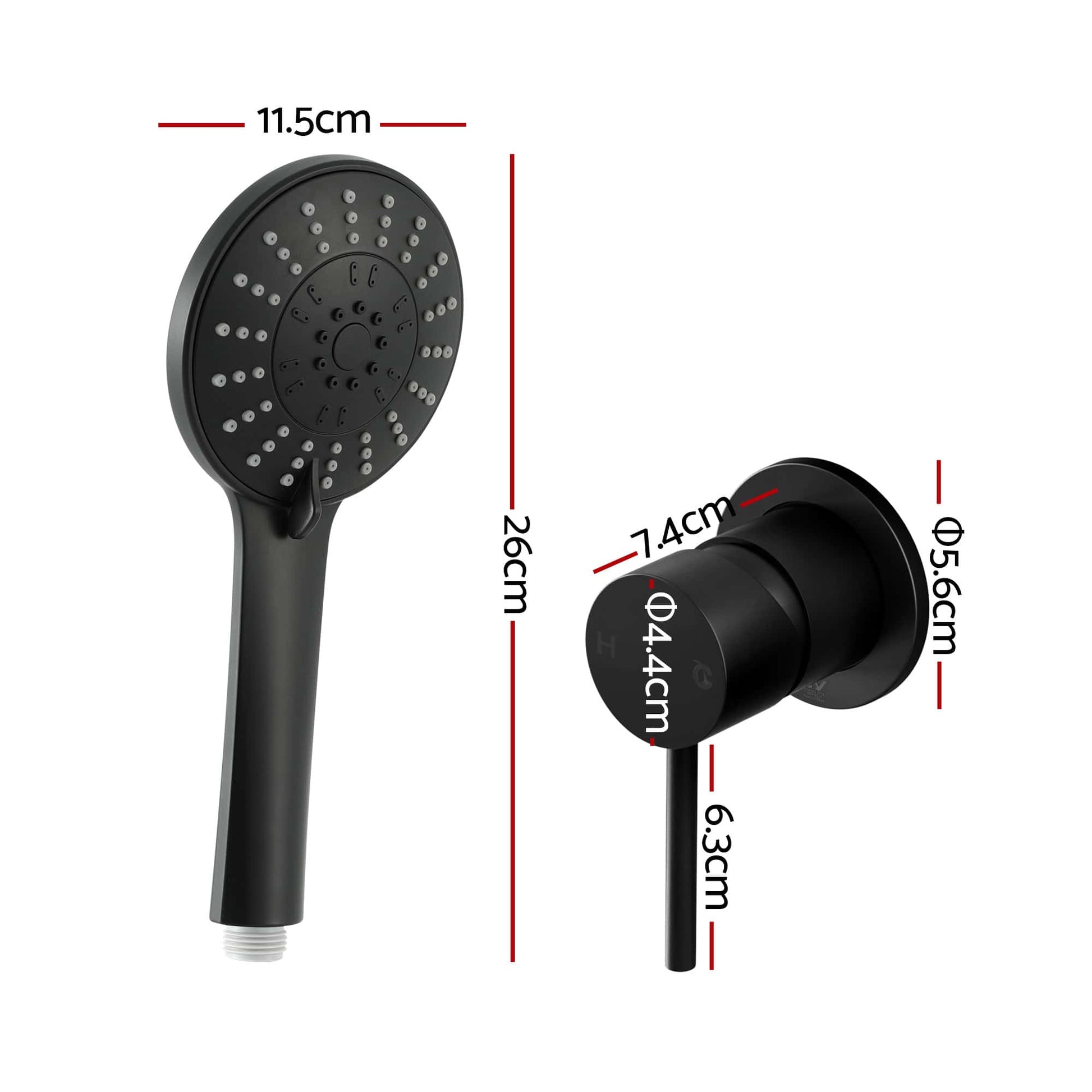 Alona.com.au Furniture > Bathroom > Shower Heads & Screens Cefito 4.5" Handheld Shower Head Round with Wall Bathroom Mixer