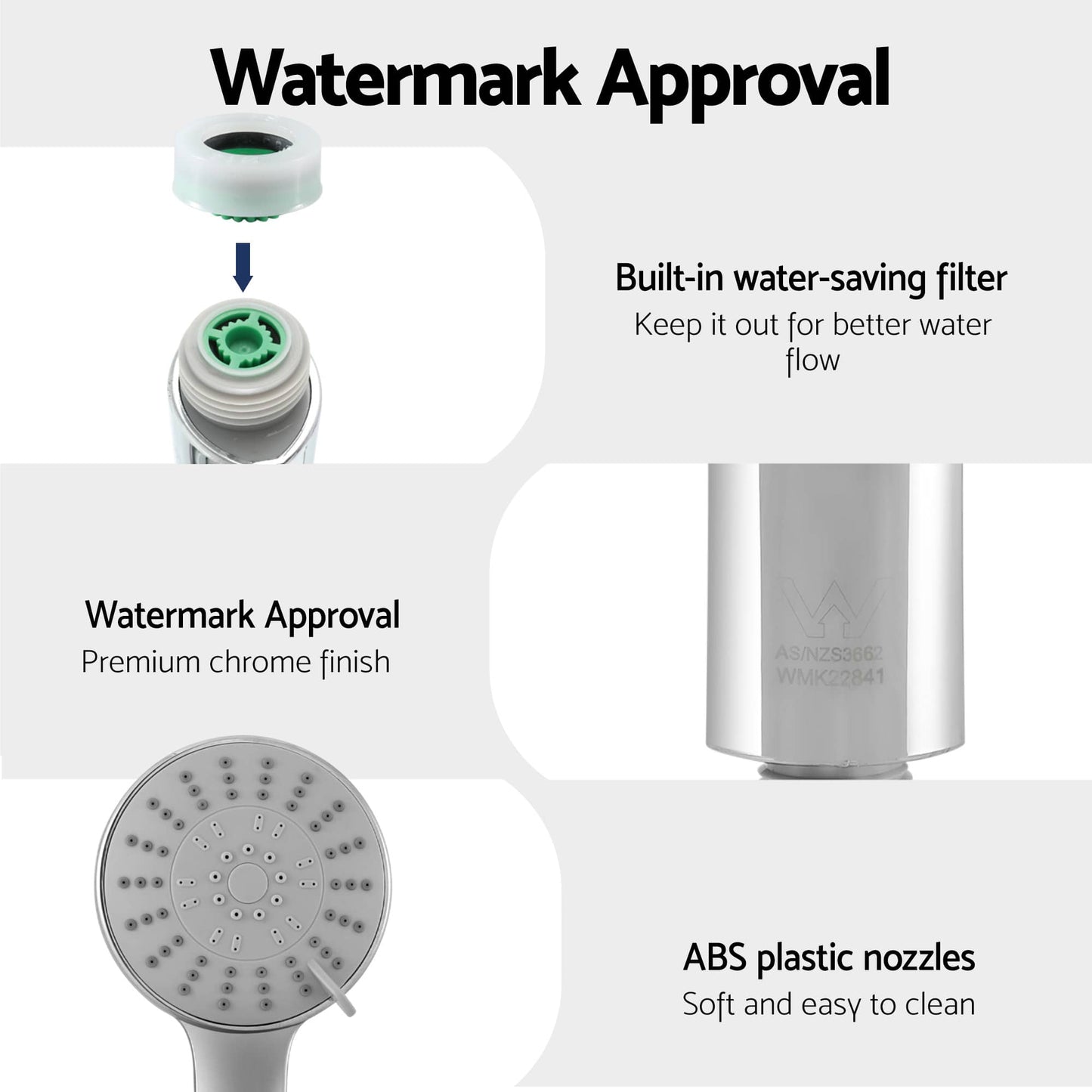 Alona.com.au Furniture > Bathroom > Shower Heads & Screens Cefito 4.5" Handheld Shower Head Round with Wall Bathroom Mixer Silver