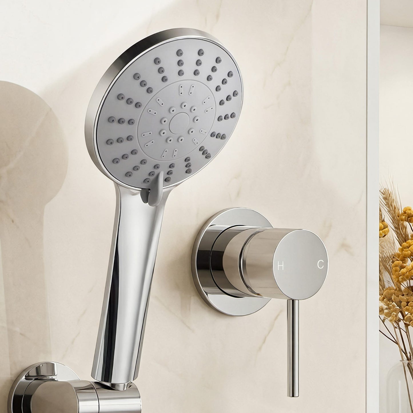 Alona.com.au Furniture > Bathroom > Shower Heads & Screens Cefito 4.5" Handheld Shower Head Round with Wall Bathroom Mixer Silver