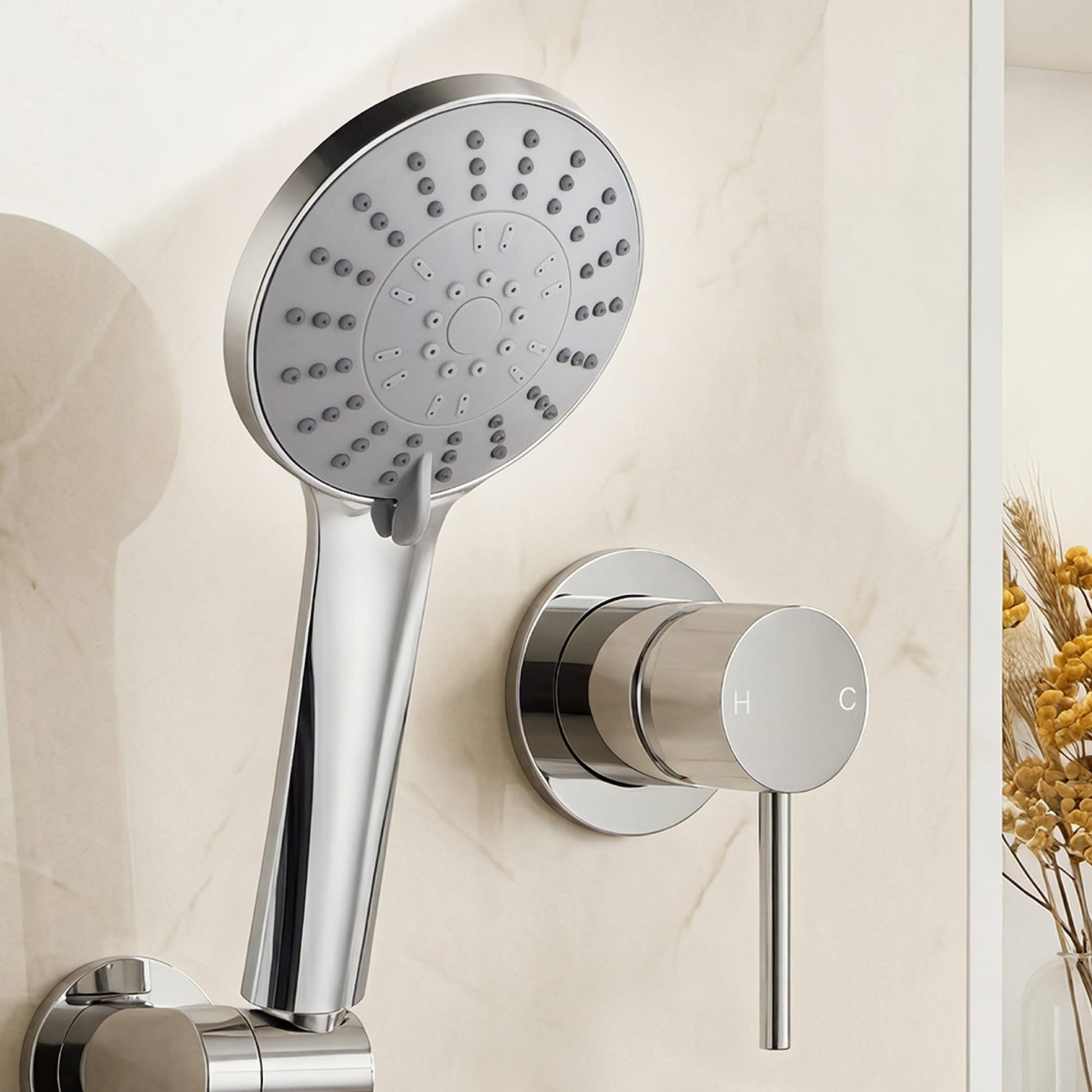 Alona.com.au Furniture > Bathroom > Shower Heads & Screens Cefito 4.5" Handheld Shower Head Round with Wall Bathroom Mixer Silver
