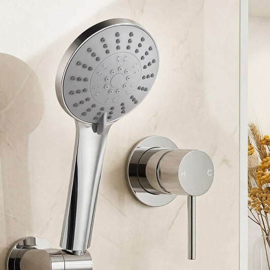 Alona.com.au Furniture > Bathroom > Shower Heads & Screens Cefito 4.5" Handheld Shower Head Round with Wall Bathroom Mixer Silver