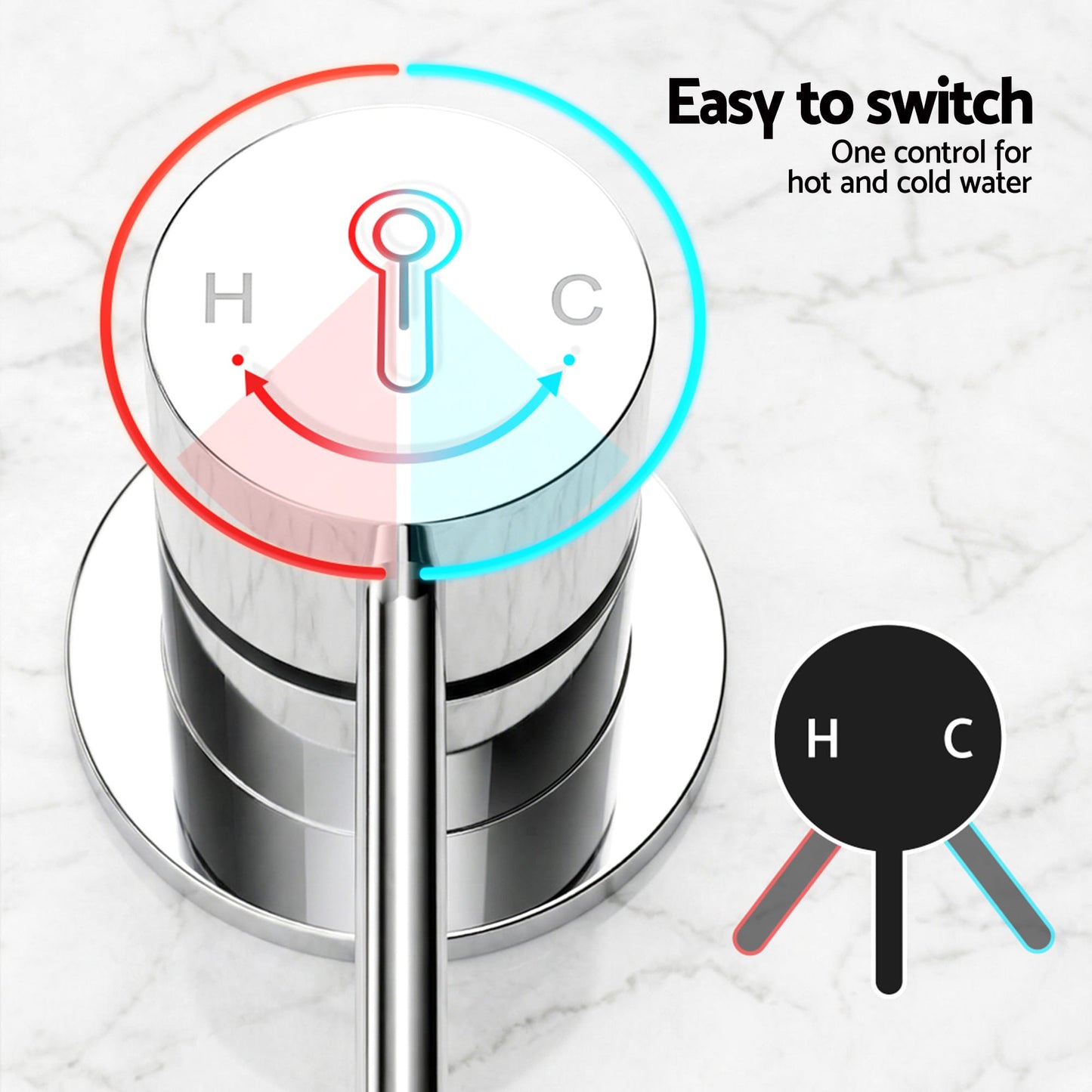 Alona.com.au Furniture > Bathroom > Shower Heads & Screens Cefito 4.5" Handheld Shower Head Round with Wall Bathroom Mixer Silver