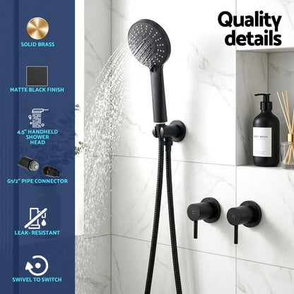 Alona.com.au Furniture > Bathroom > Shower Heads & Screens Cefito 4.5" Handheld Shower Head Round with Wall Twin Swivel Bathroom Tap