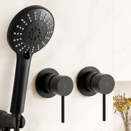 Alona.com.au Furniture > Bathroom > Shower Heads & Screens Cefito 4.5" Handheld Shower Head Round with Wall Twin Swivel Bathroom Tap