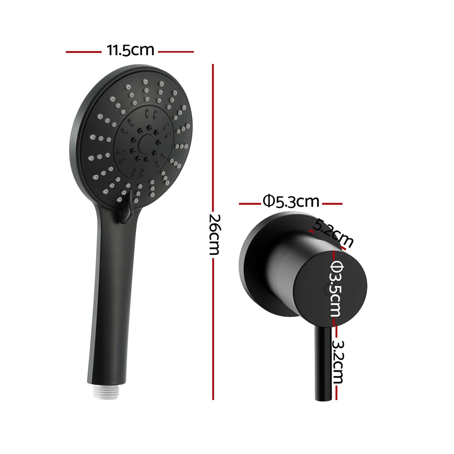 Alona.com.au Furniture > Bathroom > Shower Heads & Screens Cefito 4.5" Handheld Shower Head Round with Wall Twin Swivel Bathroom Tap