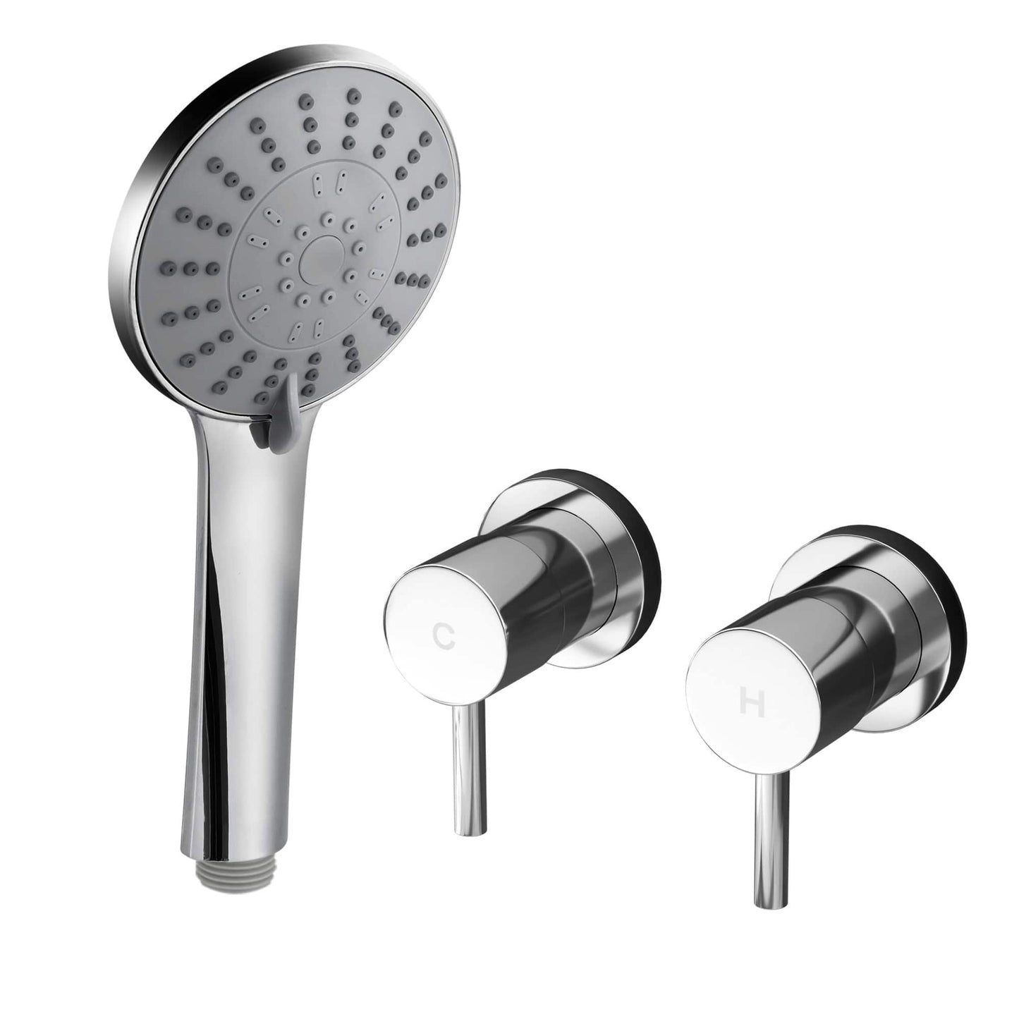 Alona.com.au Furniture > Bathroom > Shower Heads & Screens Cefito 4.5" Handheld Shower Head Round with Wall Twin Swivel Bathroom Tap Silver