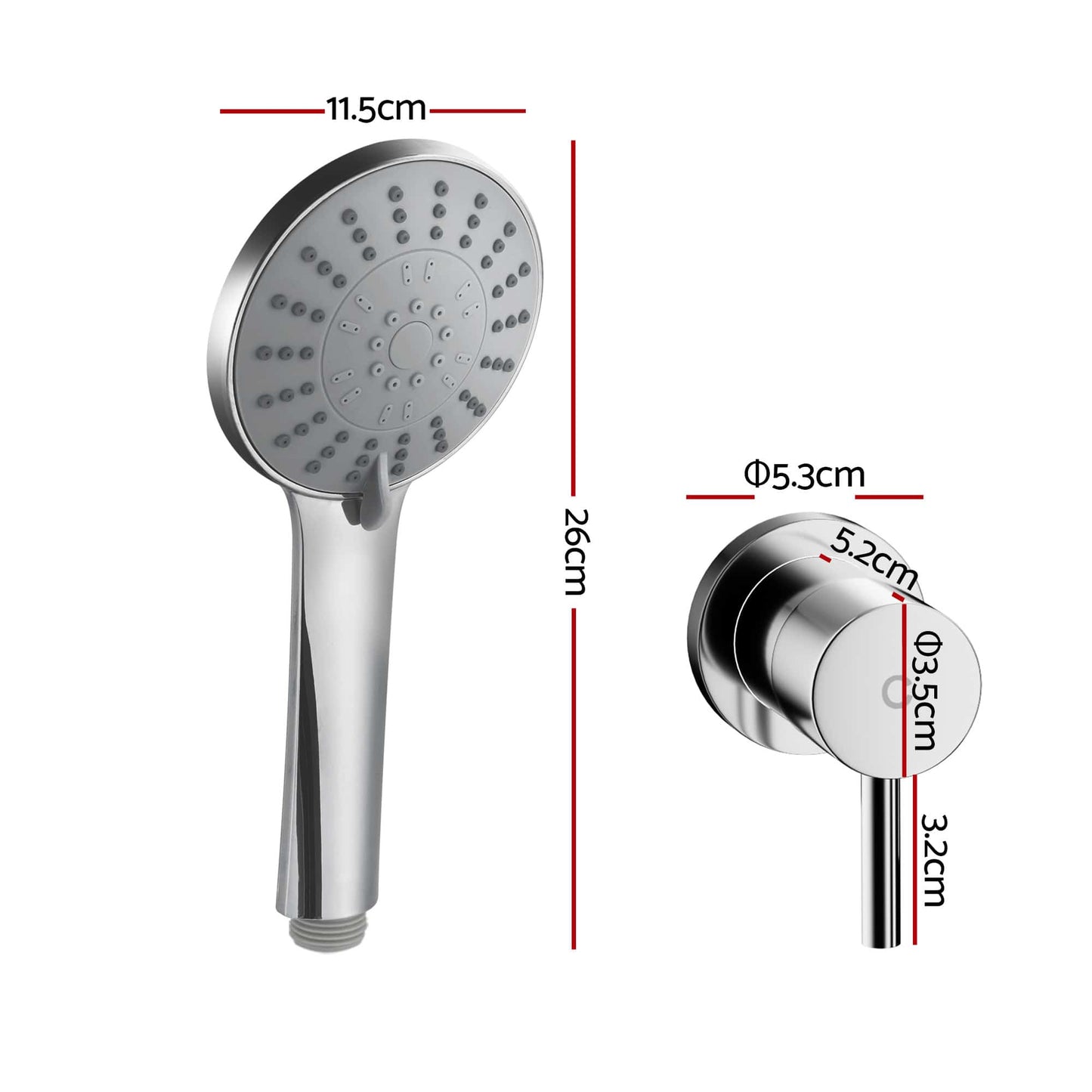 Alona.com.au Furniture > Bathroom > Shower Heads & Screens Cefito 4.5" Handheld Shower Head Round with Wall Twin Swivel Bathroom Tap Silver