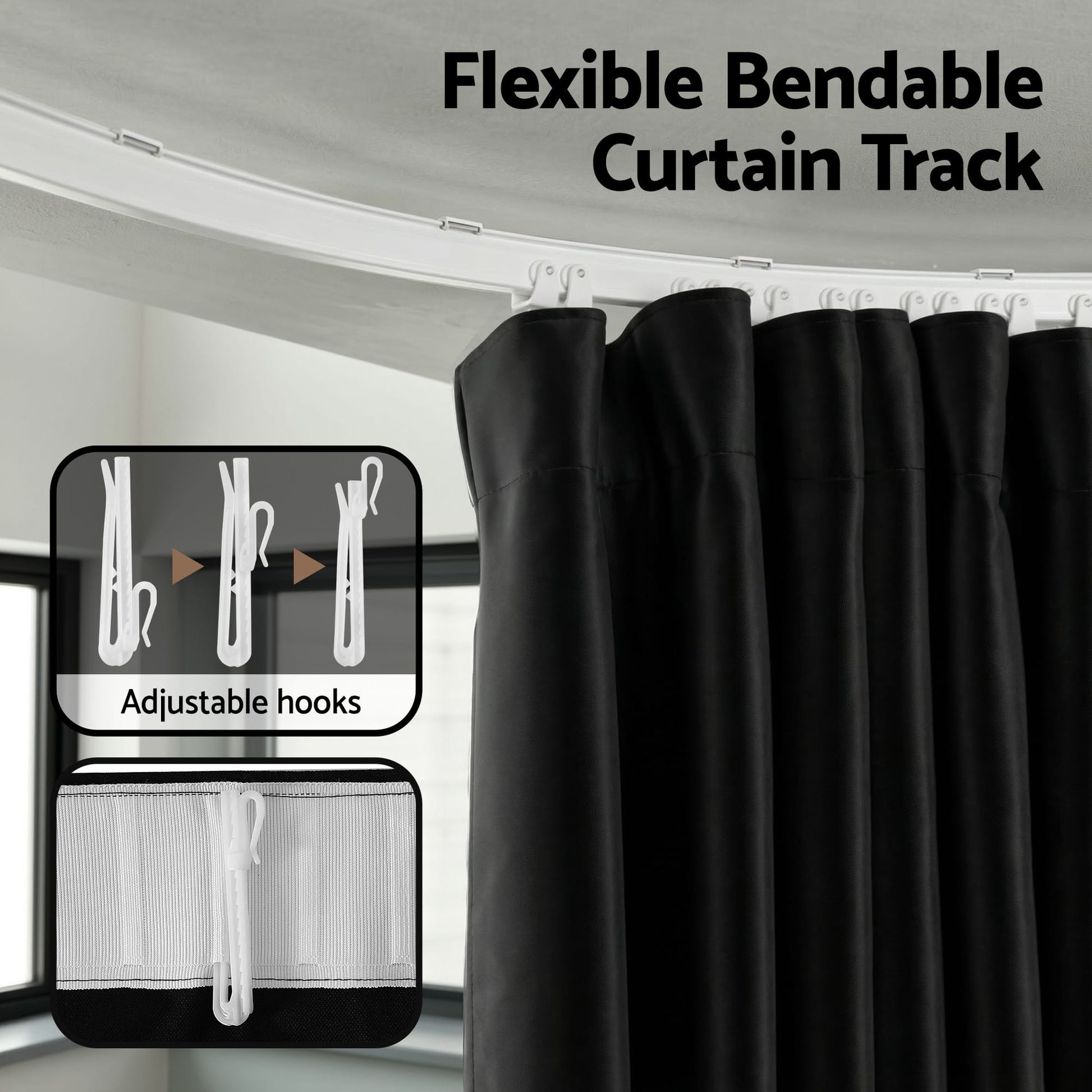 Alona.com.au Furniture > Bedroom > Room Dividers Artiss Room Divider Curtain Ceiling Mounted Track Sets Flexible Black