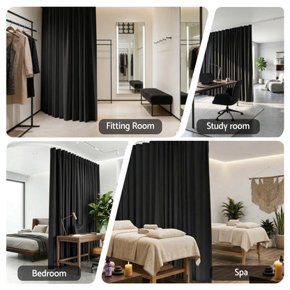 Alona.com.au Furniture > Bedroom > Room Dividers Artiss Room Divider Curtain Ceiling Mounted Track Sets Flexible Black