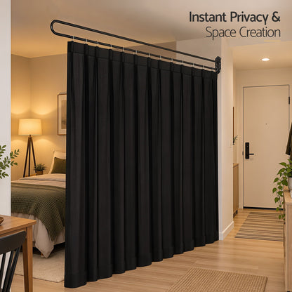 Alona.com.au Furniture > Bedroom > Room Dividers Artiss Room Divider Wall Mounted Hanging Curtain Partition Screen Black 200x220cm