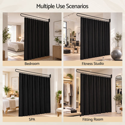 Alona.com.au Furniture > Bedroom > Room Dividers Artiss Room Divider Wall Mounted Hanging Curtain Partition Screen Black 200x220cm