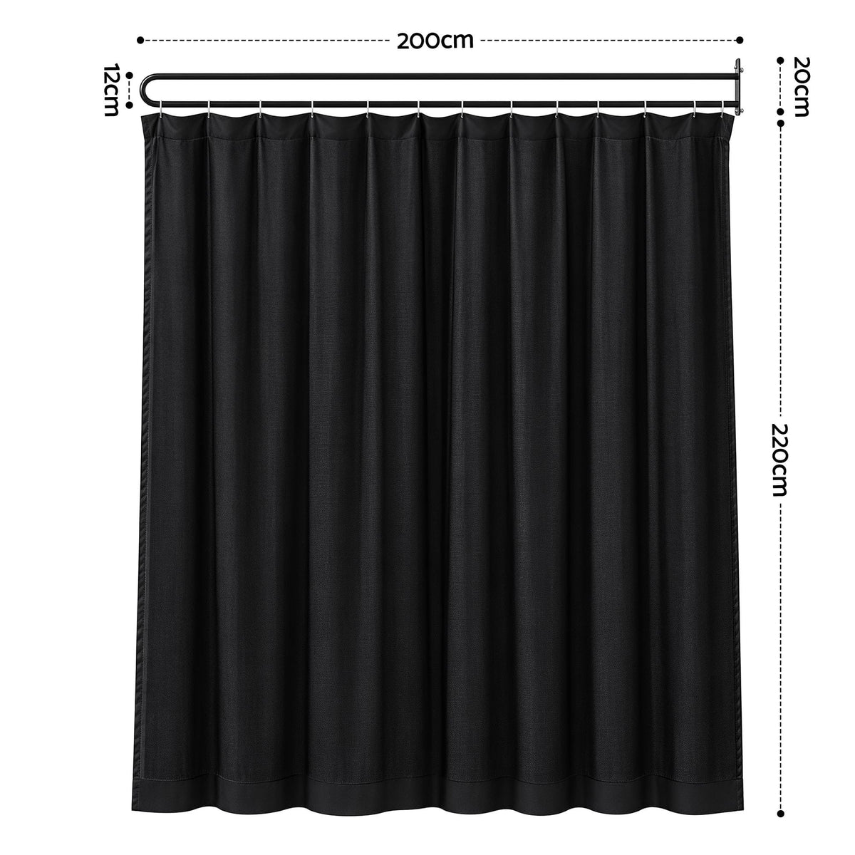Alona.com.au Furniture > Bedroom > Room Dividers Artiss Room Divider Wall Mounted Hanging Curtain Partition Screen Black 200x220cm