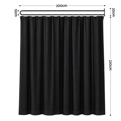 Alona.com.au Furniture > Bedroom > Room Dividers Artiss Room Divider Wall Mounted Hanging Curtain Partition Screen Black 200x220cm