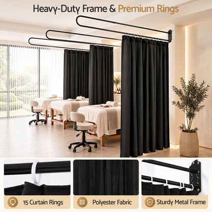 Alona.com.au Furniture > Bedroom > Room Dividers Artiss Room Divider Wall Mounted Hanging Curtain Partition Screen Black 200x220cm