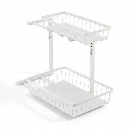 Alona.com.au Furniture > Dining > Kitchen & Dining Trolleys Artiss Under Sink Organizer Storage with 2 Slide Out Drawers 5 Adjustable Height Bathroom Kitchen Cabinet