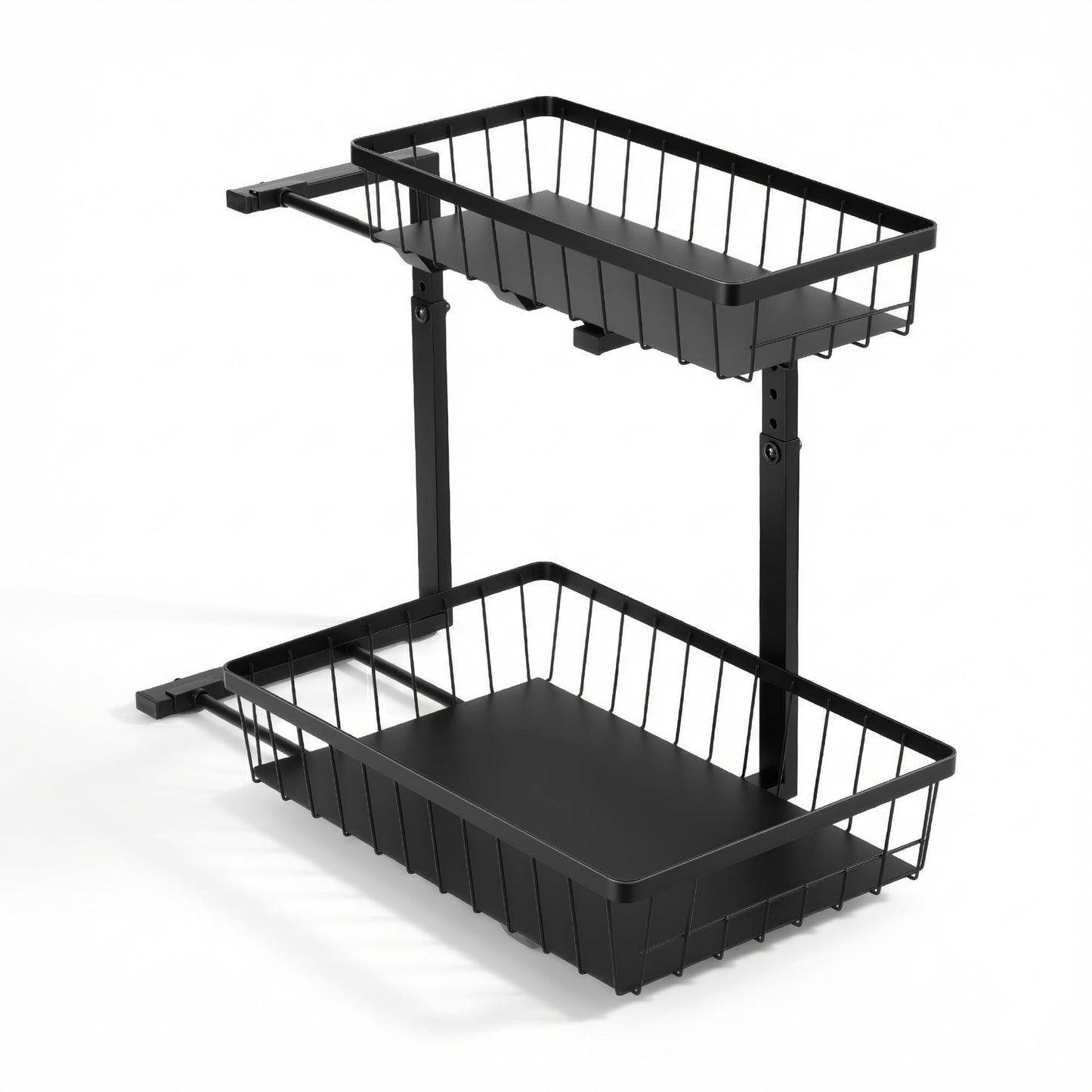 Alona.com.au Furniture > Dining > Kitchen & Dining Trolleys Artiss Under Sink Organizer Storage with 2 Slide Out Drawers 5 Adjustable Height Bathroom Kitchen Cabinet Black