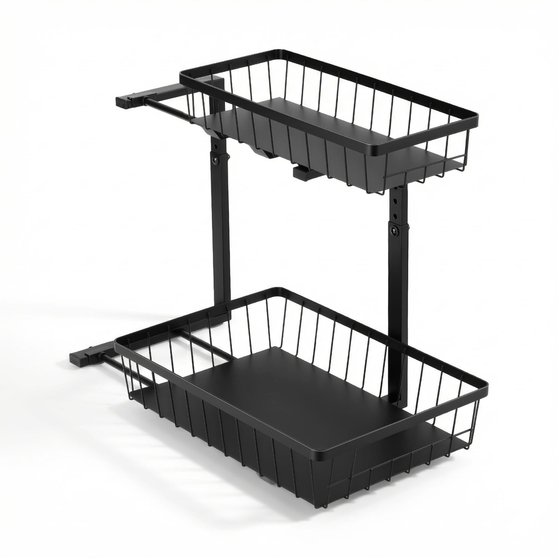 Alona.com.au Furniture > Dining > Kitchen & Dining Trolleys Artiss Under Sink Organizer Storage with 2 Slide Out Drawers 5 Adjustable Height Bathroom Kitchen Cabinet Black