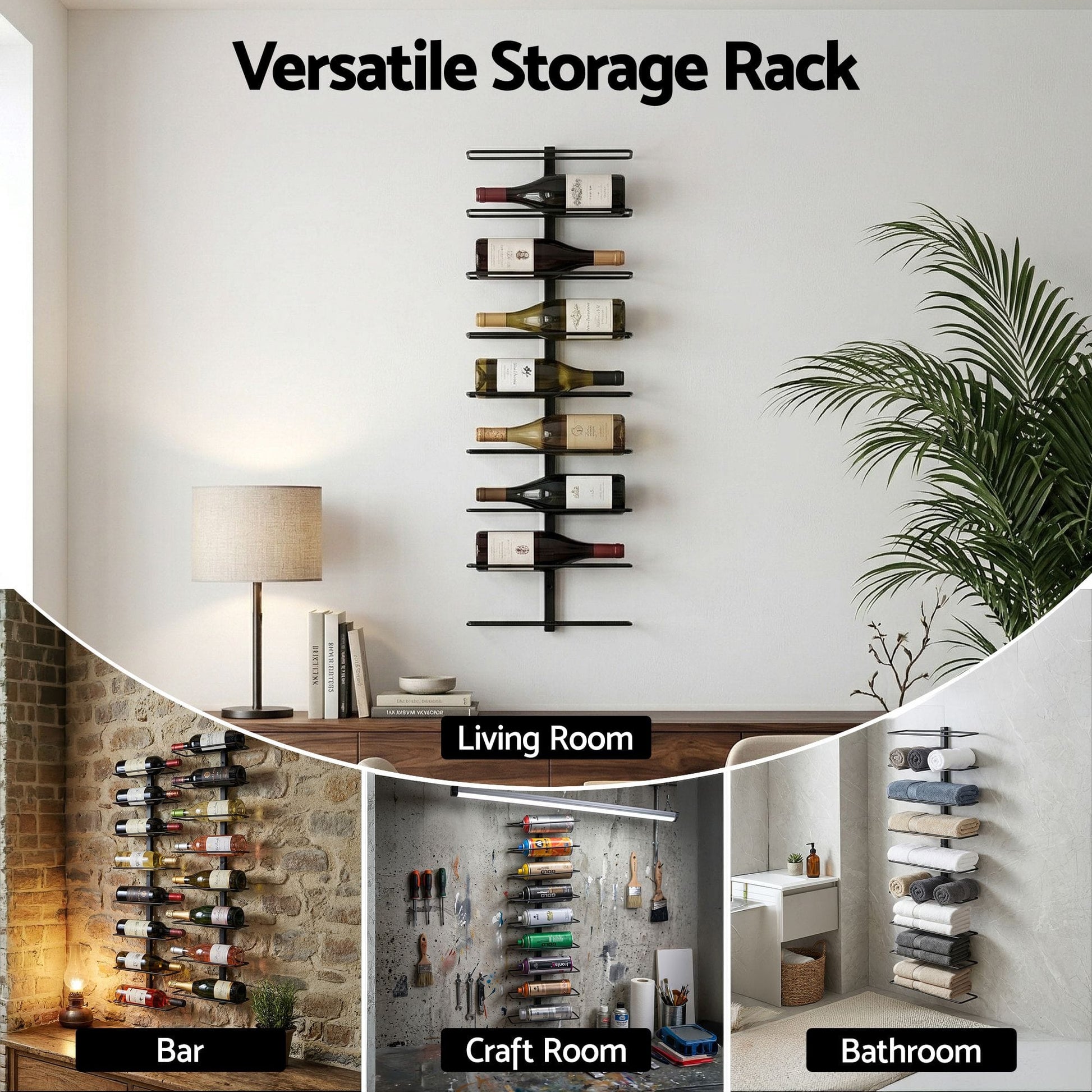Alona.com.au Furniture > Dining > Wine Racks Artiss Wall Mounted Wine Rack 9 Bottles Display Storage Organizer Metal Black