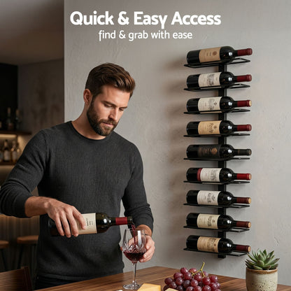 Alona.com.au Furniture > Dining > Wine Racks Artiss Wall Mounted Wine Rack 9 Bottles Display Storage Organizer Metal Black