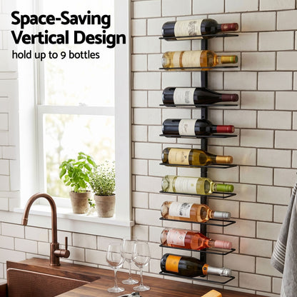 Alona.com.au Furniture > Dining > Wine Racks Artiss Wall Mounted Wine Rack 9 Bottles Display Storage Organizer Metal Black