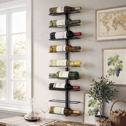 Alona.com.au Furniture > Dining > Wine Racks Artiss Wall Mounted Wine Rack 9 Bottles Display Storage Organizer Metal Black