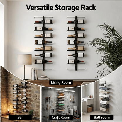 Alona.com.au Furniture > Dining > Wine Racks Artiss Wall Mounted Wine Rack Holder Black Metal - Set of 2 (18-Bottle Capacity)