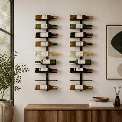 Alona.com.au Furniture > Dining > Wine Racks Artiss Wall Mounted Wine Rack Holder Black Metal - Set of 2 (18-Bottle Capacity)