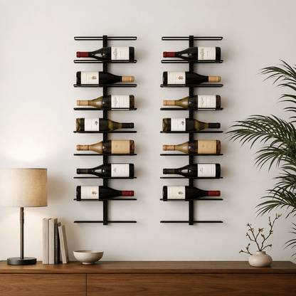 Alona.com.au Furniture > Dining > Wine Racks Artiss Wall Mounted Wine Rack Holder Black Metal - Set of 2 (18-Bottle Capacity)