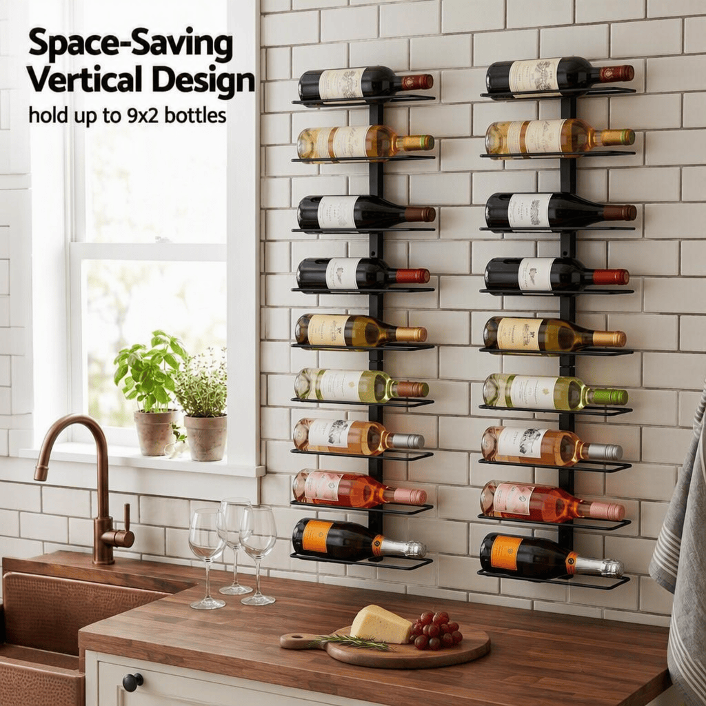 Alona.com.au Furniture > Dining > Wine Racks Artiss Wall Mounted Wine Rack Holder Black Metal - Set of 2 (18-Bottle Capacity)