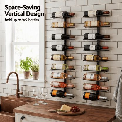 Alona.com.au Furniture > Dining > Wine Racks Artiss Wall Mounted Wine Rack Holder Black Metal - Set of 2 (18-Bottle Capacity)