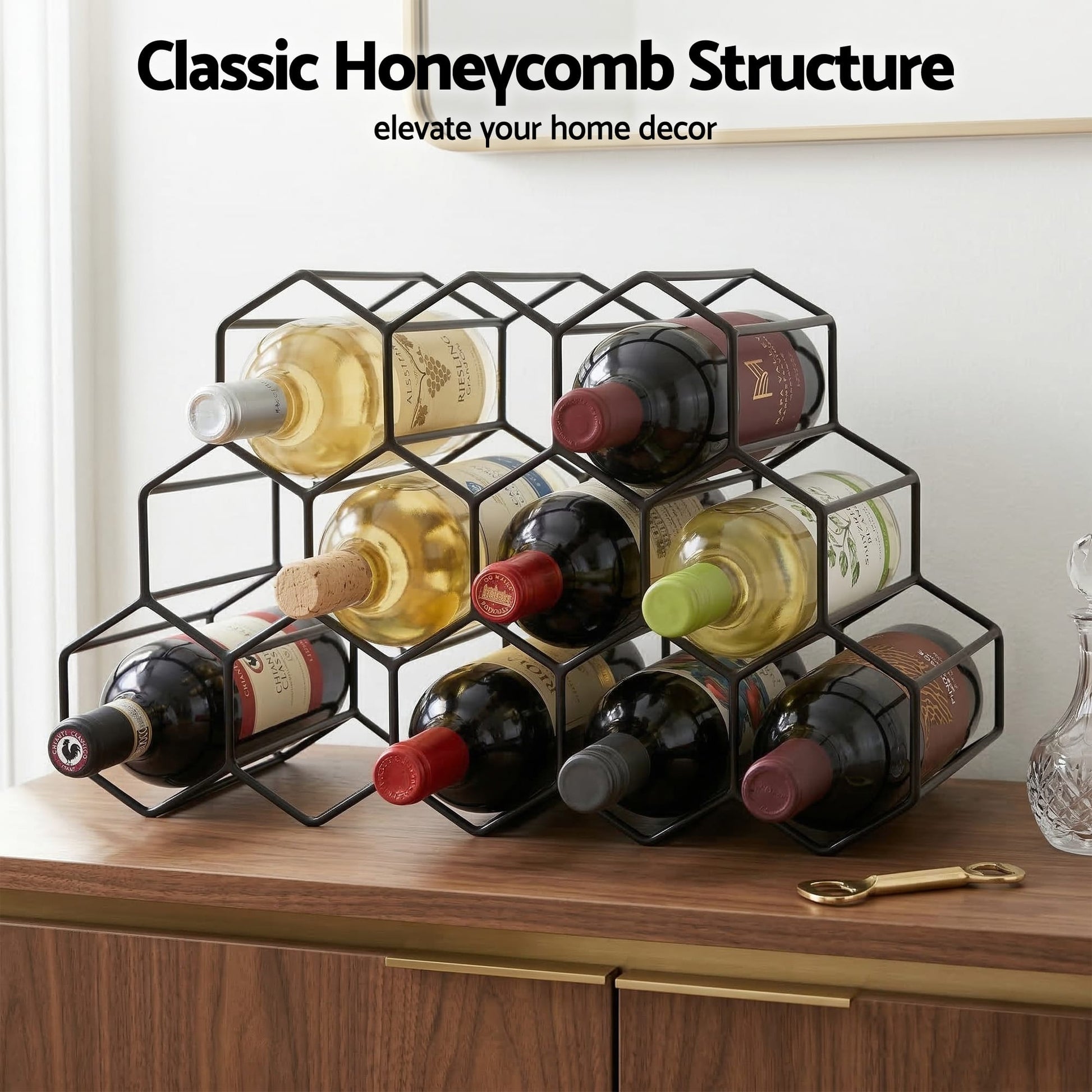 Alona.com.au Furniture > Dining > Wine Racks Artiss Wine Rack Metal 12 Bottle No Assembly Required Black
