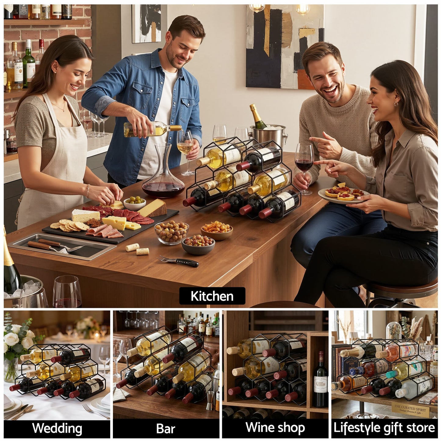 Alona.com.au Furniture > Dining > Wine Racks Artiss Wine Rack Metal 12 Bottle No Assembly Required Black