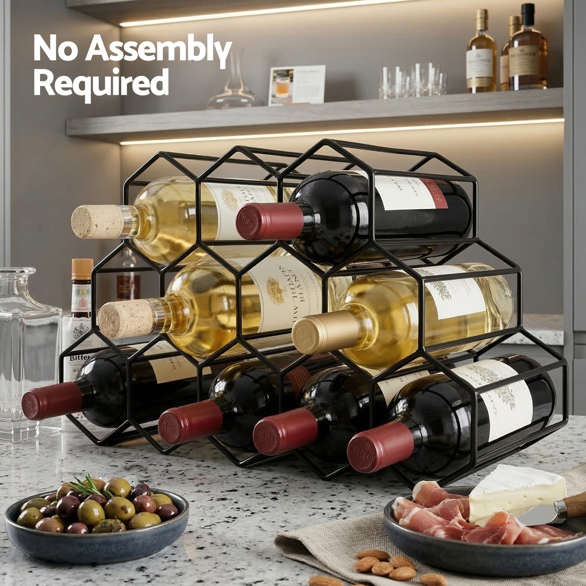 Alona.com.au Furniture > Dining > Wine Racks Artiss Wine Rack Metal 12 Bottle No Assembly Required Black