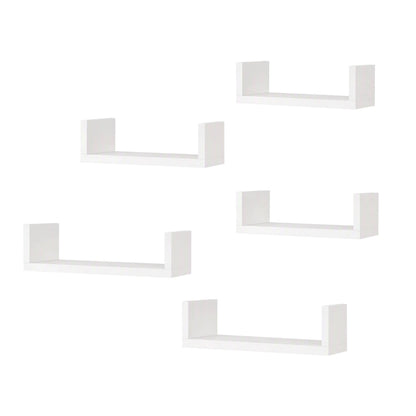 Alona.com.au Furniture > Living Room > Bookcases & Shelves Artiss Floating Wall Shelves Set of 5 Mounted U-Shape Display Ledge, White