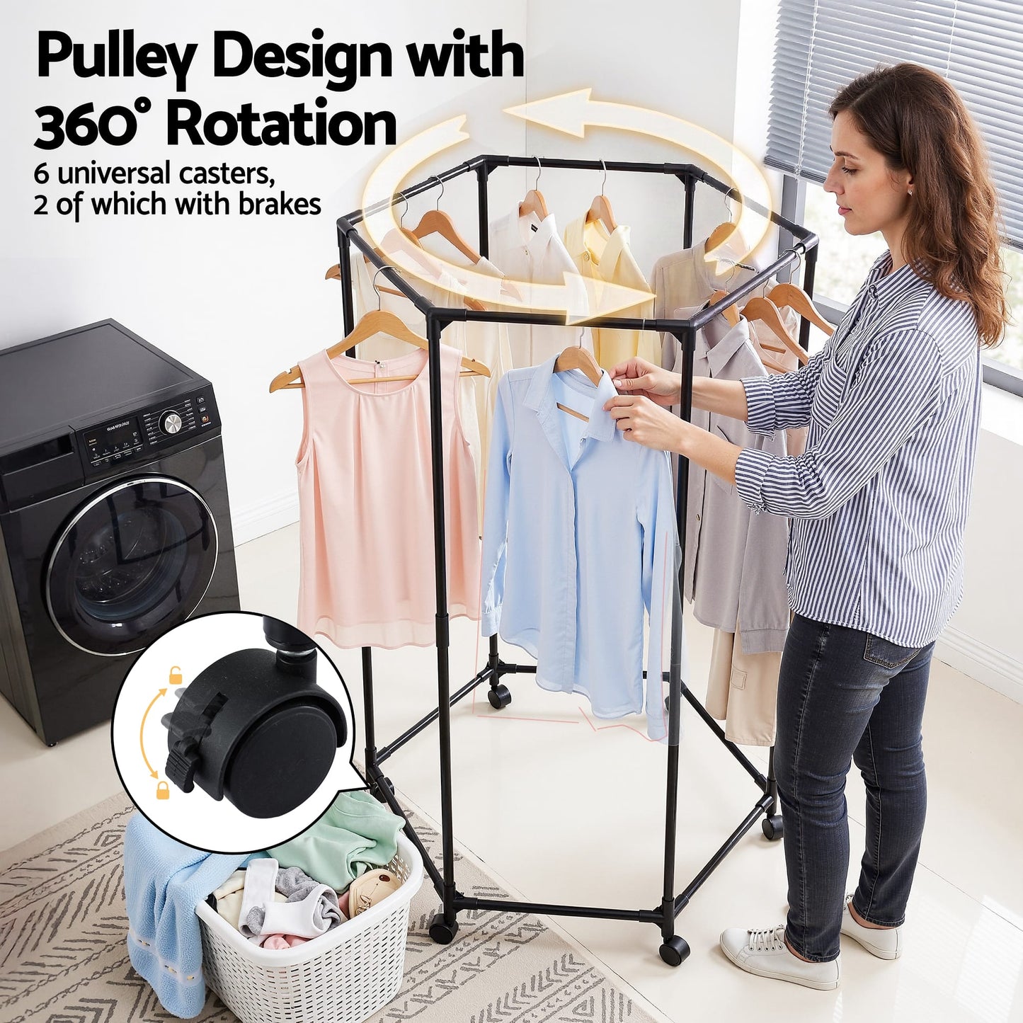 Alona.com.au Furniture > Living Room > Coat Racks Artiss Clothes Rack Airer Rail Coat Stand Wheels 6 Rods