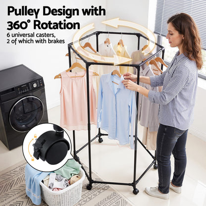Alona.com.au Furniture > Living Room > Coat Racks Artiss Clothes Rack Airer Rail Coat Stand Wheels 6 Rods