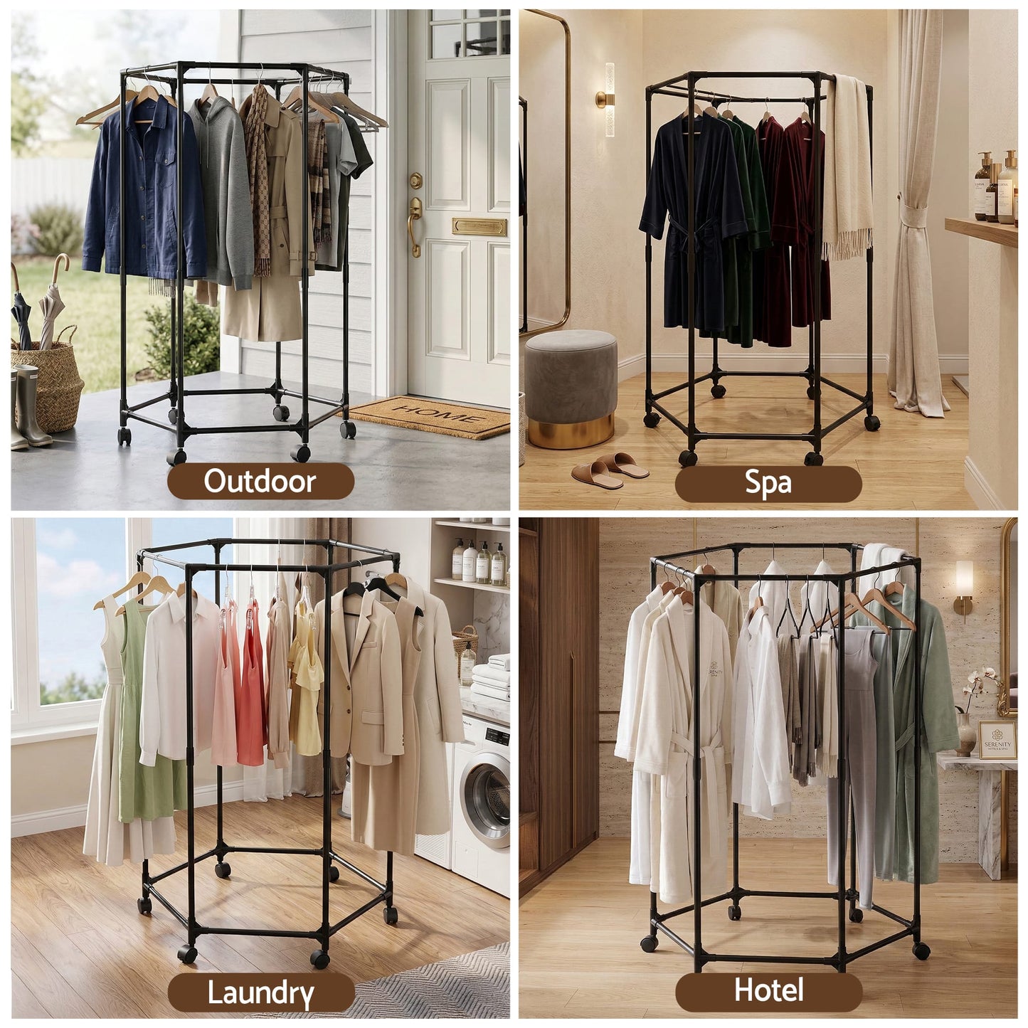 Alona.com.au Furniture > Living Room > Coat Racks Artiss Clothes Rack Airer Rail Coat Stand Wheels 6 Rods