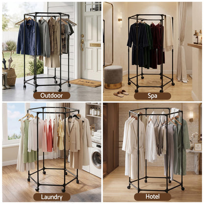 Alona.com.au Furniture > Living Room > Coat Racks Artiss Clothes Rack Airer Rail Coat Stand Wheels 6 Rods