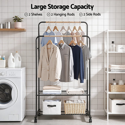 Alona.com.au Furniture > Living Room > Coat Racks Artiss Clothes Rack Double Rod Airer Rail Coat Stand Hanger Storage Shelf