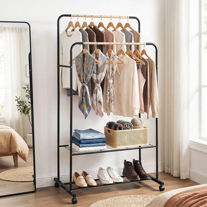 Alona.com.au Furniture > Living Room > Coat Racks Artiss Clothes Rack Double Rod Airer Rail Coat Stand Hanger Storage Shelf