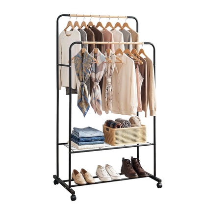 Alona.com.au Furniture > Living Room > Coat Racks Artiss Clothes Rack Double Rod Airer Rail Coat Stand Hanger Storage Shelf