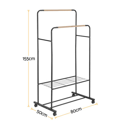 Alona.com.au Furniture > Living Room > Coat Racks Artiss Clothes Rack Double Rod Airer Rail Coat Stand Hanger Storage Shelf