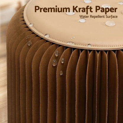 Alona.com.au Furniture > Living Room > Ottomans & Footstools Artiss Accordion Folding Paper Stools Set Includes 2 Cushions Natural Kraft 100KG Capacity