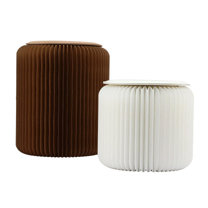 Alona.com.au Furniture > Living Room > Ottomans & Footstools Artiss Accordion Folding Paper Stools Set Includes 2 Cushions Natural Kraft 100KG Capacity
