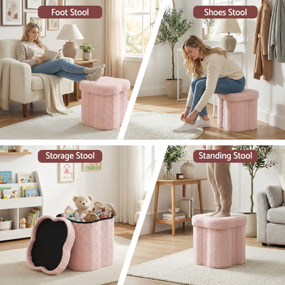 Alona.com.au Furniture > Living Room > Ottomans & Footstools Artiss Storage Ottoman Foot Stool Foldable Pink